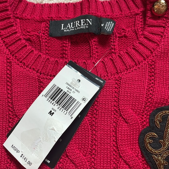 Ralph Lauren red cable knit sweater, NWT - Picture 4 of 9